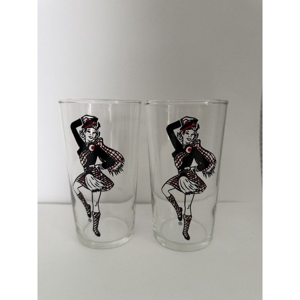 Vintage Sandys Drive-In Restaurant Fast Food Scottish Dancing Girl Glass Hardees
